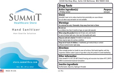 Summit Healthcare Store Hand Sanitizer (Summit Hand Sanitizer Label)